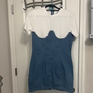 Fashion Nova Denim and White Mini Dress